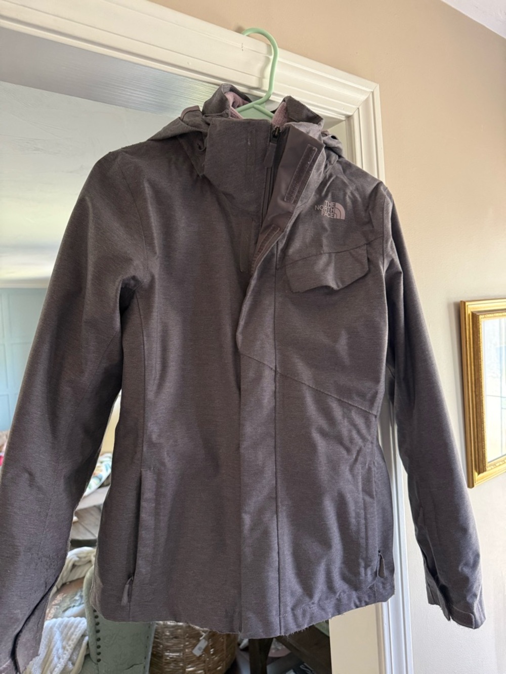 The North Face Charcoal Hooded ski coat
